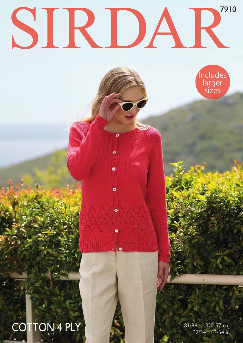 Sirdar 7910 Cardigan in Cotton 4 Ply pattern cover