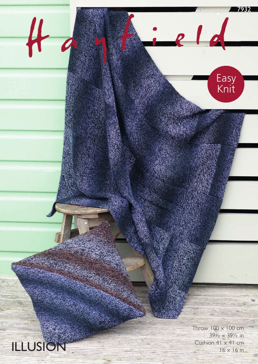 Hayfield 7932 Throw & Cushion in Illusion DK pattern cover