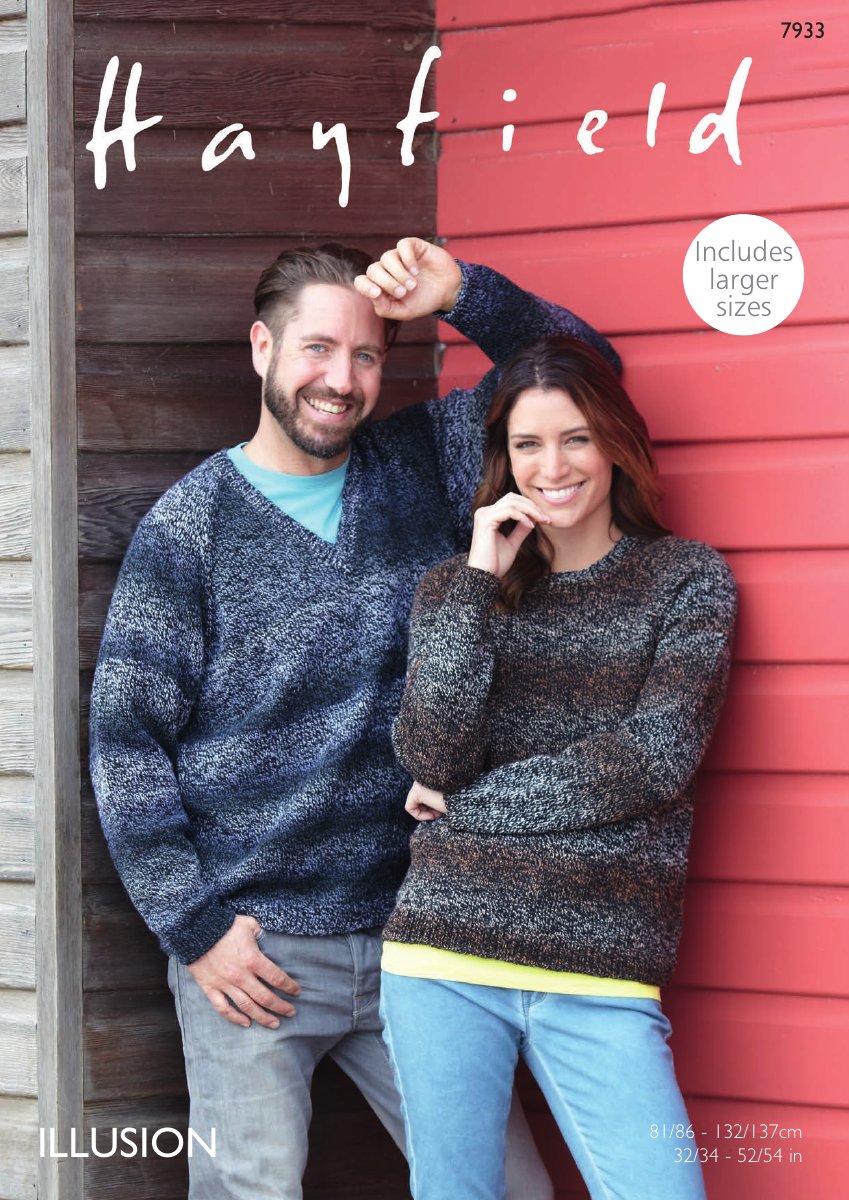 Hayfield 7933 Sweaters in Illusion DK pattern cover