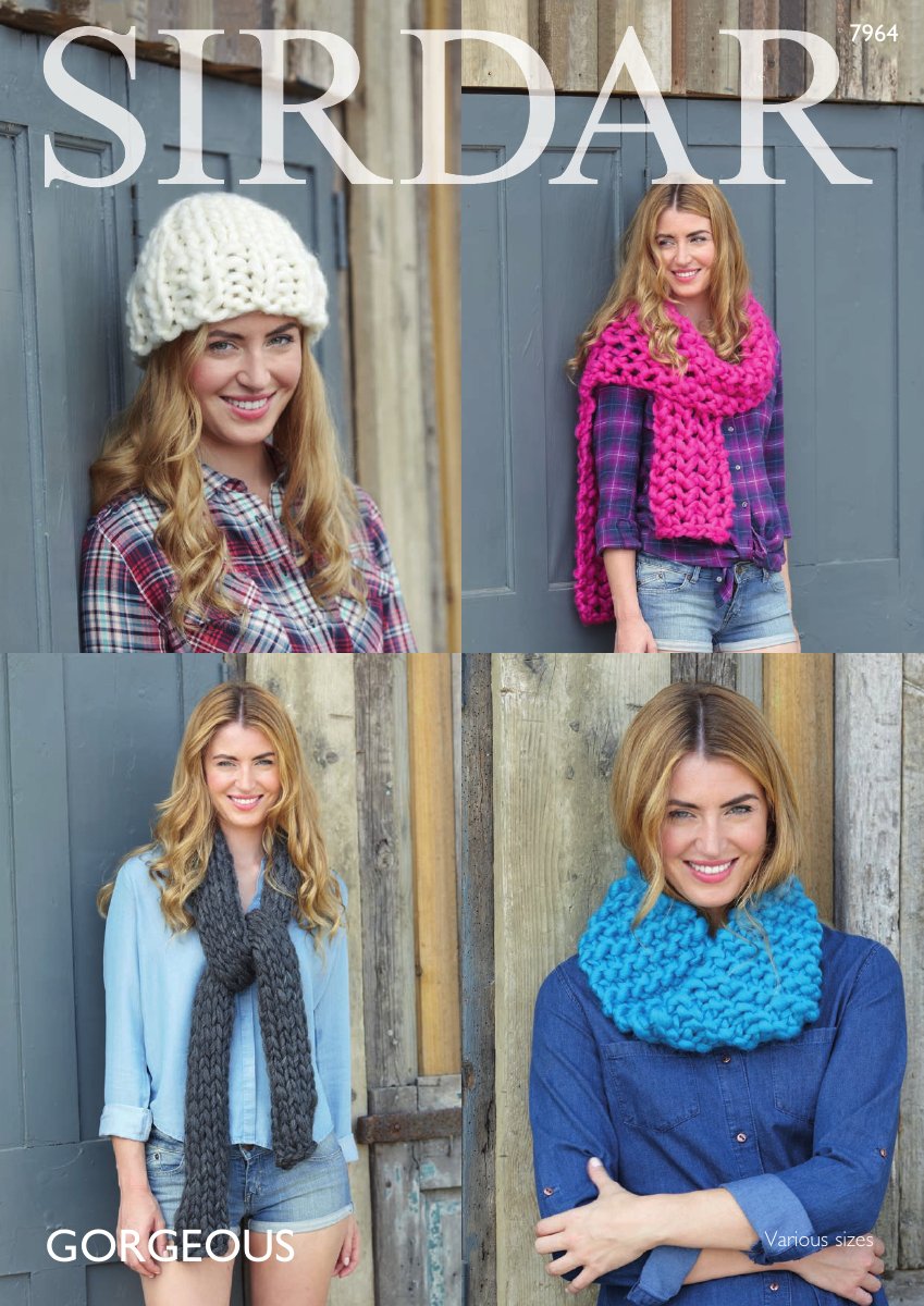 Sirdar 7964 Woman's Snood, Hat and Scarve's in Gorgeous pattern cover