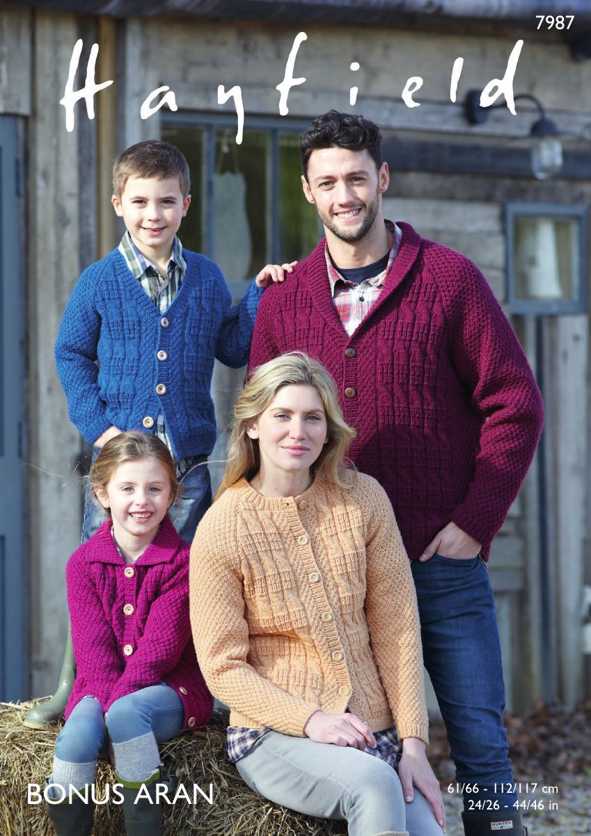 Hayfield 7987 Cardigans in Bonus with Wool Aran pattern cover