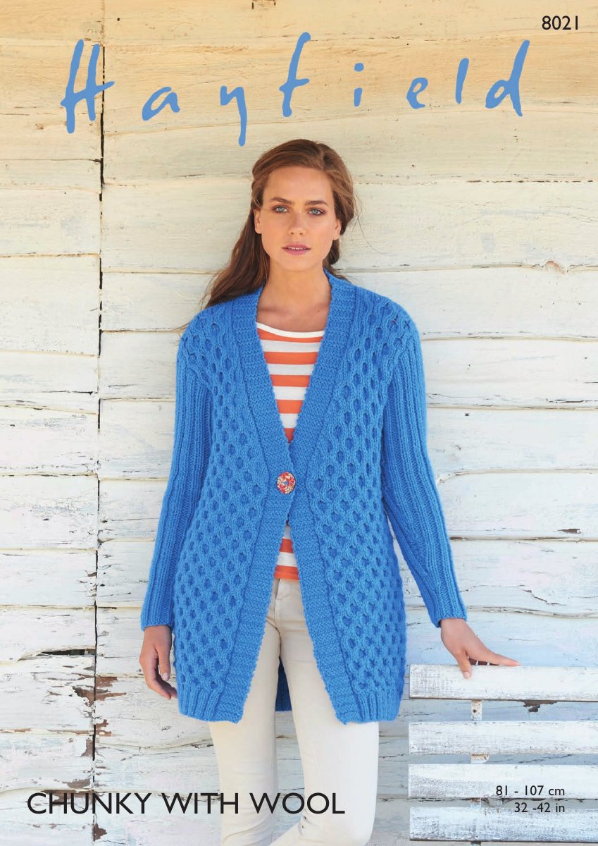 Hayfield 8021 Woman's Jacket in Chunky with Wool pattern cover