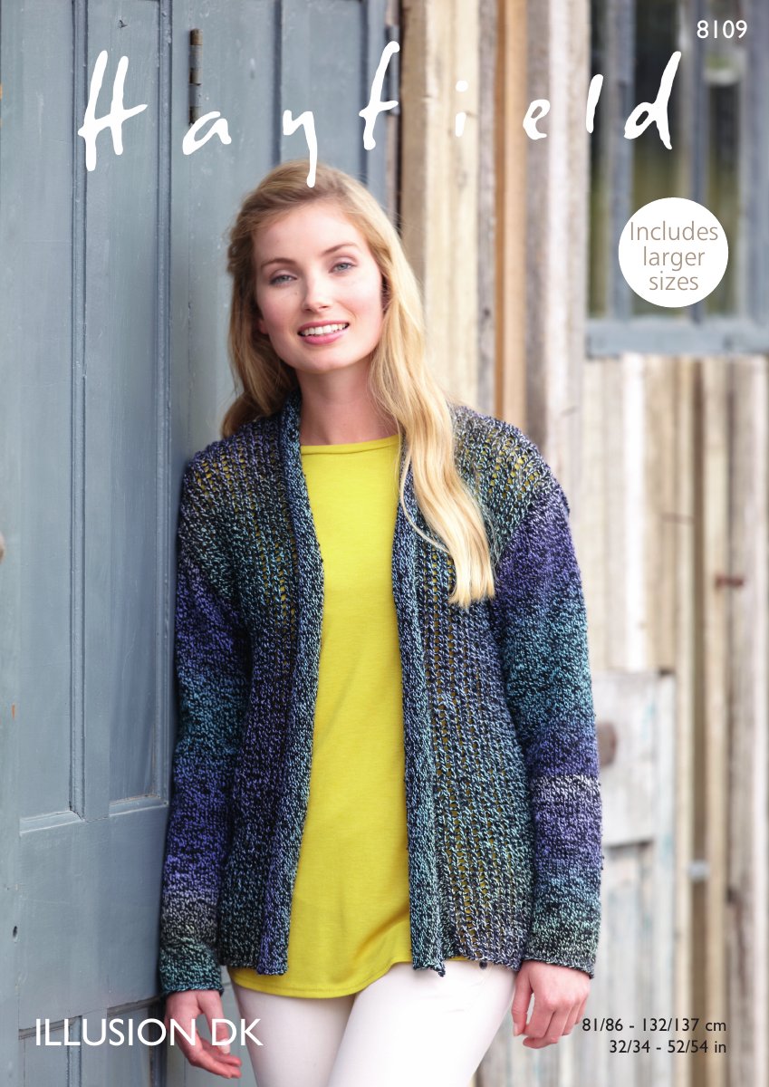 Hayfield 8109 Jacket in Illusion DK pattern cover