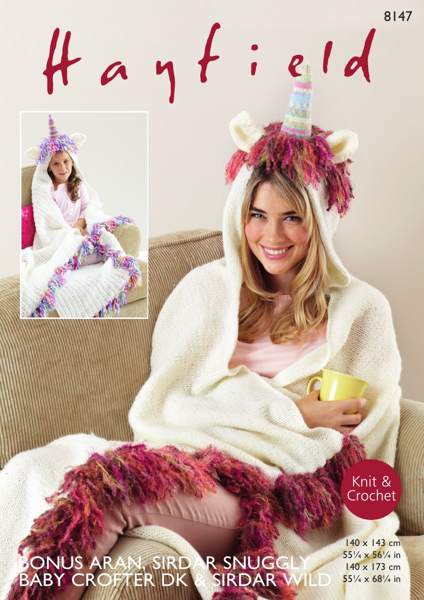 Hayfield 8147 Unicorn Snugglers in Bonus with Wool Aran pattern cover