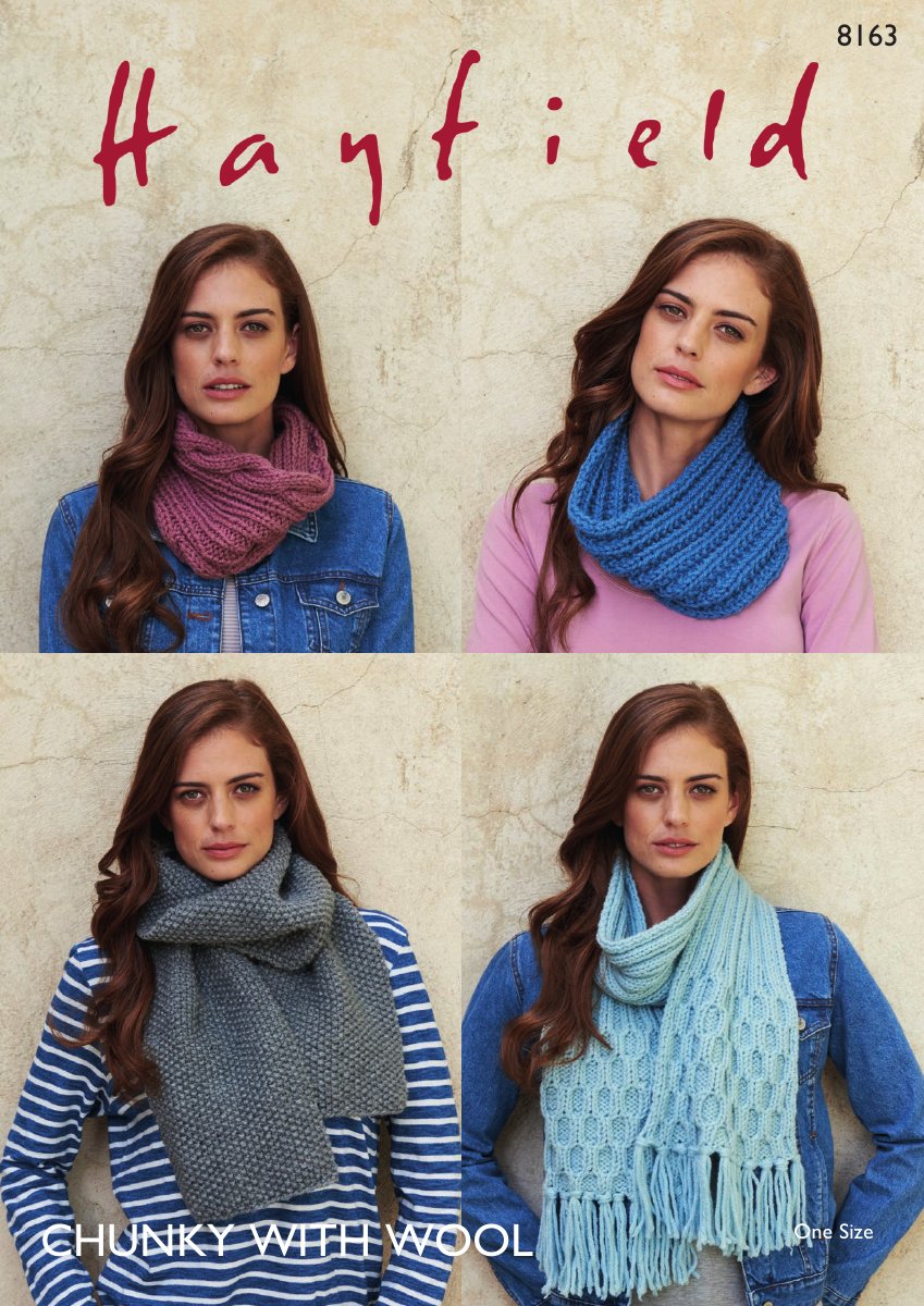 Hayfield 8163 Snoods and Scarves in Chunky with Wool pattern cover