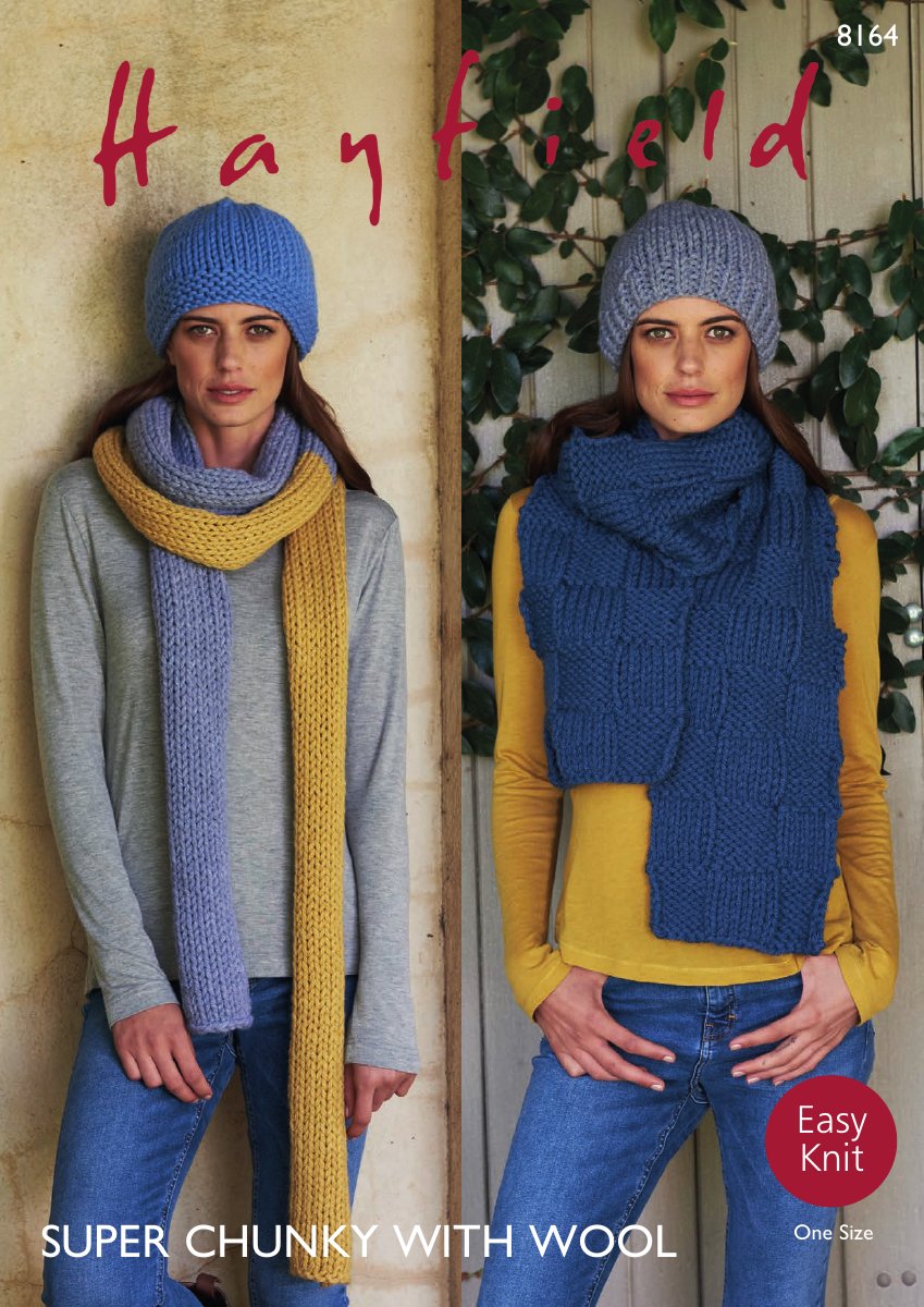 Hayfield 8164 Scarf in Super Chunky with Wool pattern cover