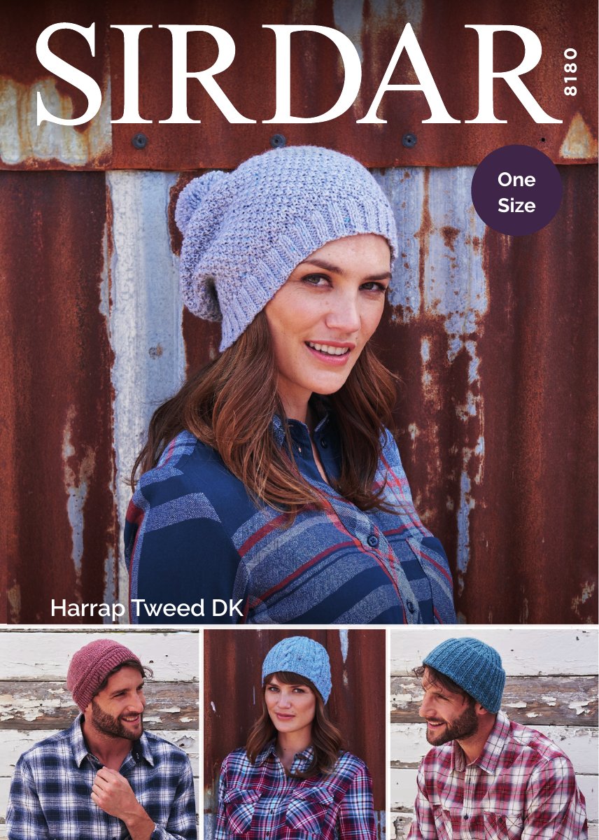 Sirdar 8180 Adult's Hats in Harrap Tweed DK pattern cover