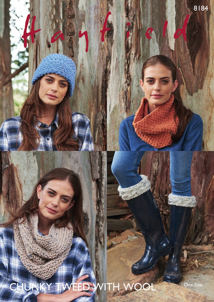 Hayfield 8184 Woman's Accessories in Chunky Tweed pattern cover