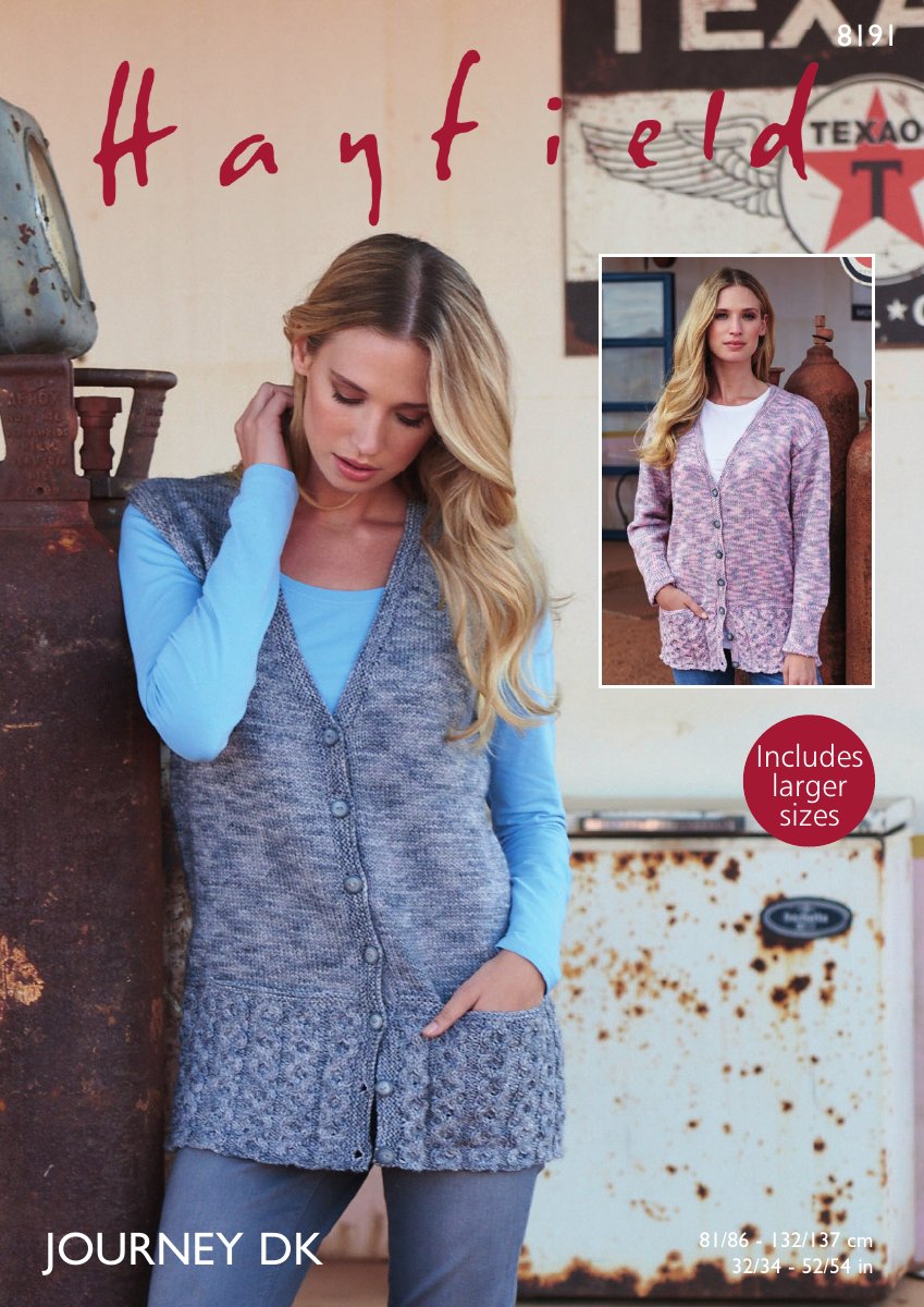 Hayfield 8191 Cardigan and Waistcoat in Journey DK pattern cover