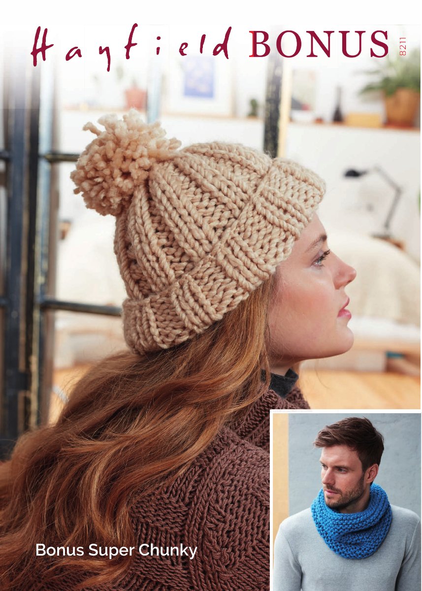 Hayfield 8211 Bobble Hat & Snood in Bonus Super Chunky pattern cover