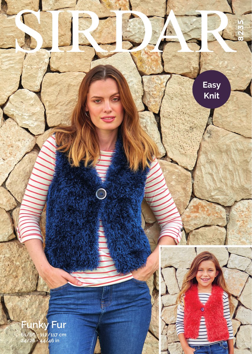 Sirdar 8235 Waistcoats in Funky Fur pattern cover