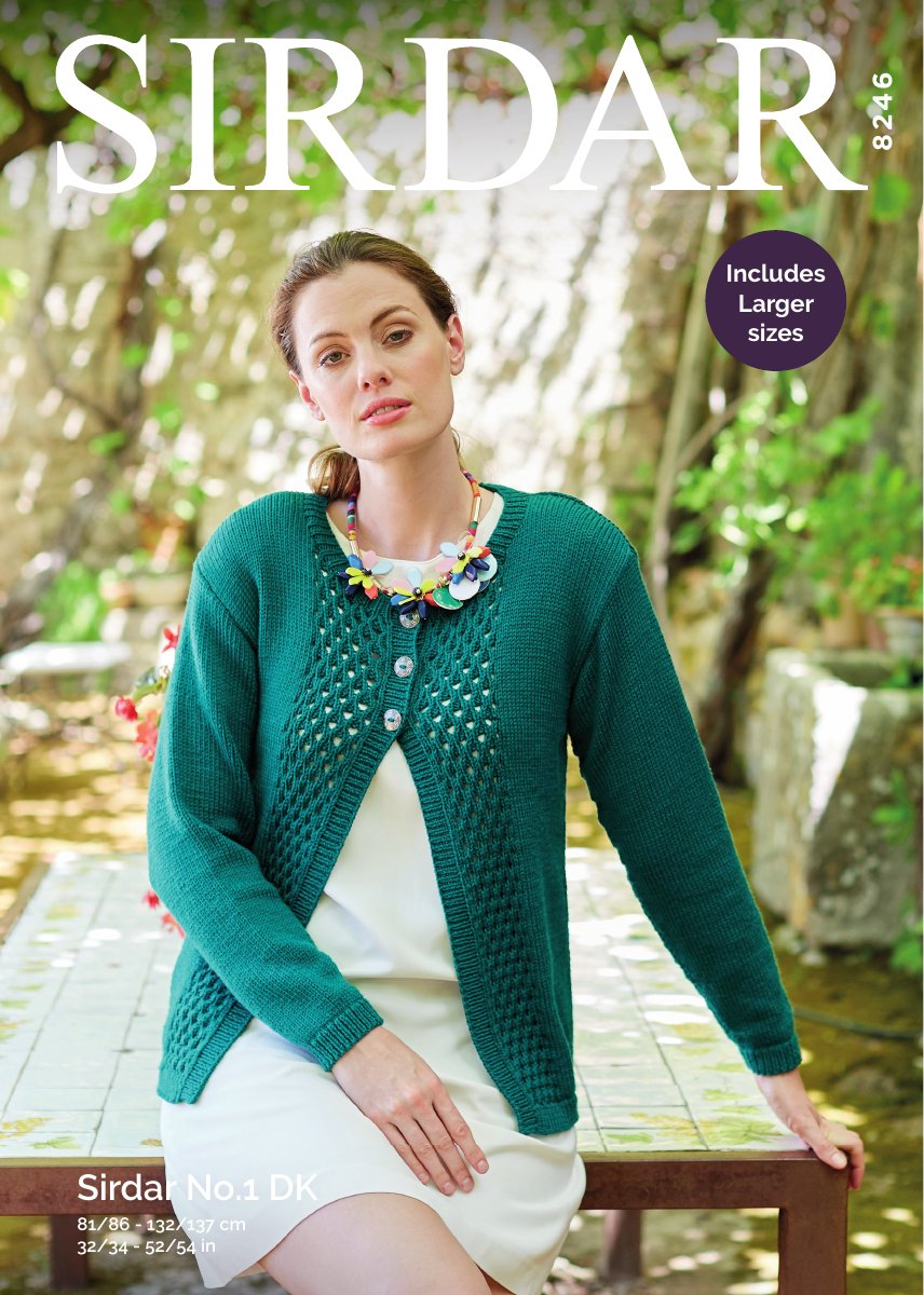 Sirdar 8246 Cardigan in No.1 DK pattern cover