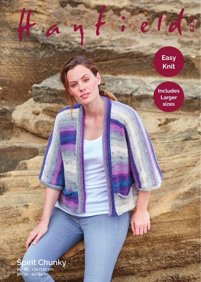 Hayfield 8251 Kimono Jacket in Spirit Chunky pattern cover