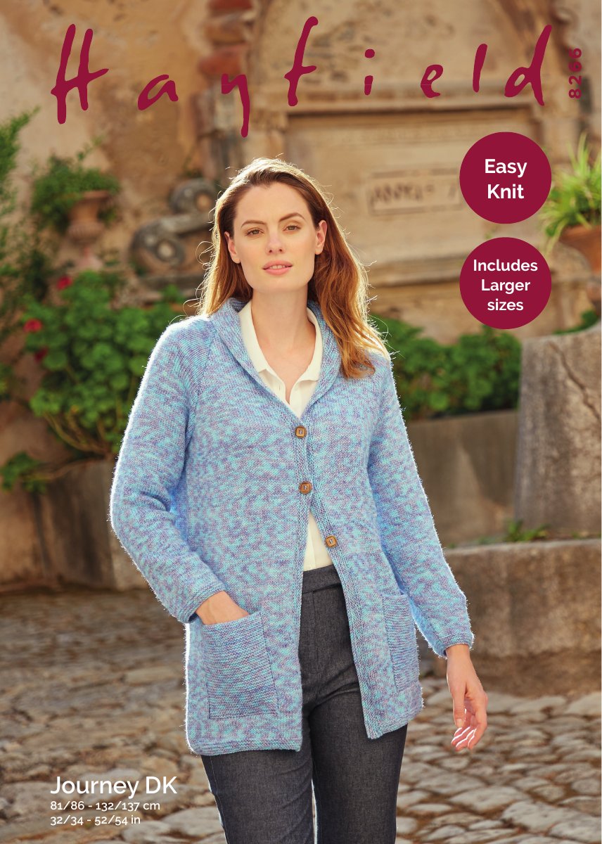 Hayfield 8266 Woman's Long Line Coat in Journey DK pattern cover