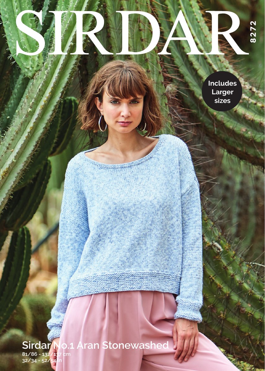 Sirdar 8272 Women's Sweater in No.1 Stonewashed Aran pattern cover