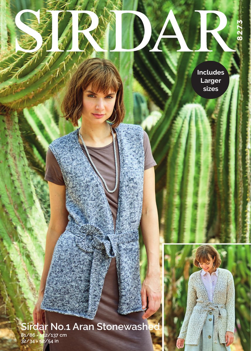 Sirdar 8273 Women's Cardigan in No.1 Stonewashed Aran pattern cover