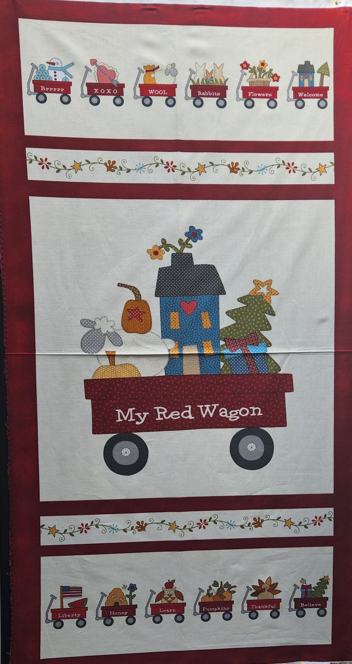 101 Red Wagon Quilt Panel