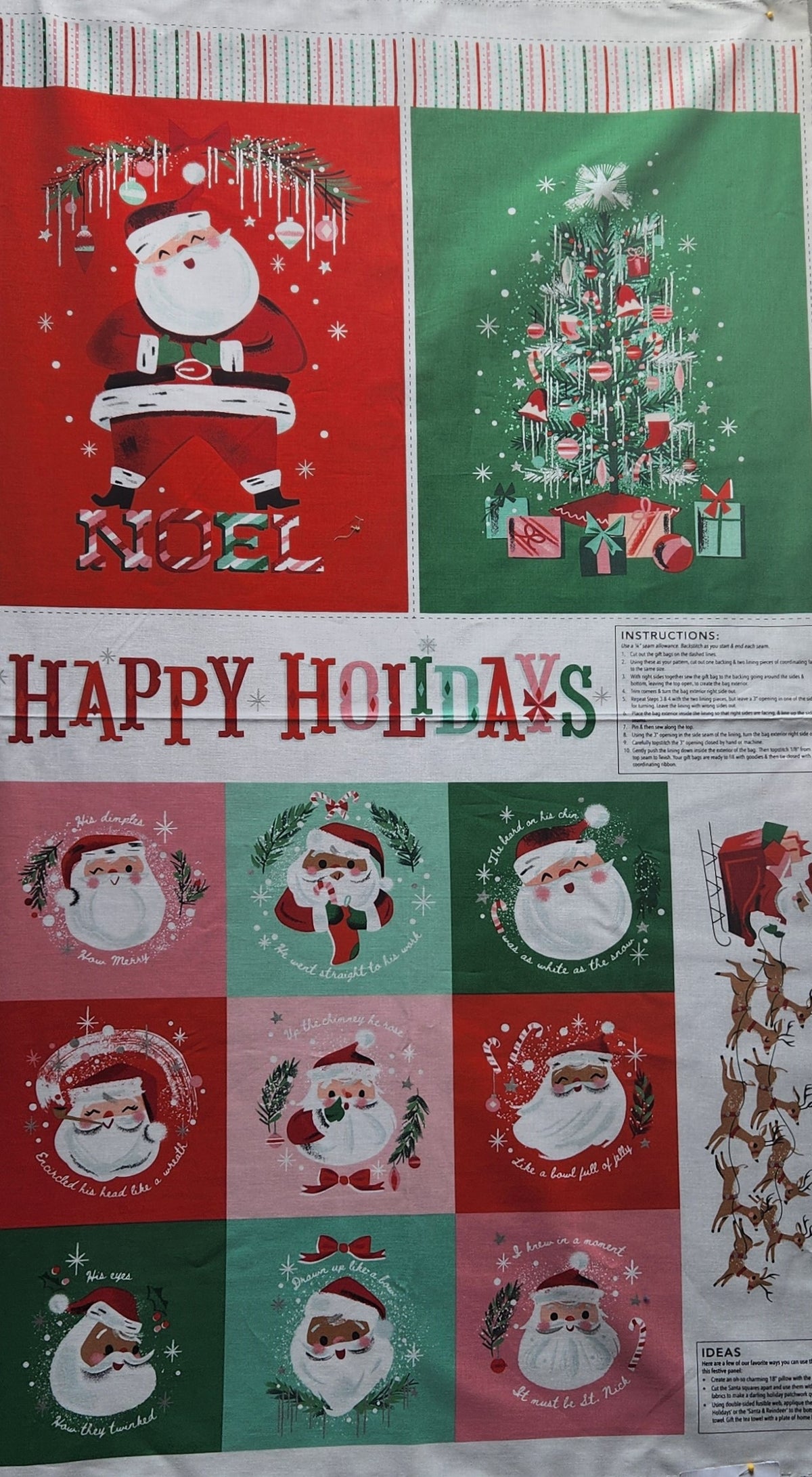 105 Happy Holidays Gift Bag Quilt Panel