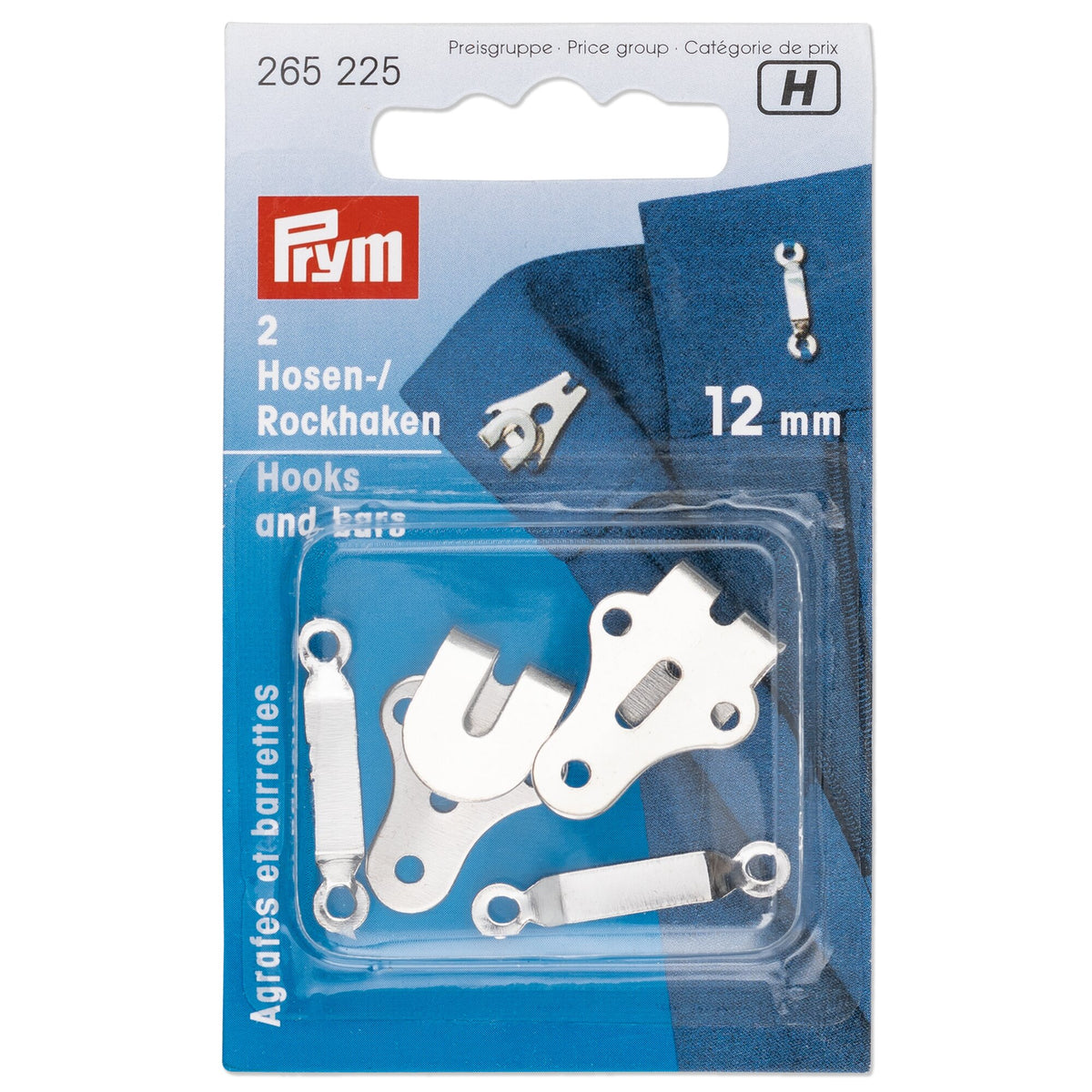 Prym Hooks & bars for trousers/skirts, 12mm, silver-coloured