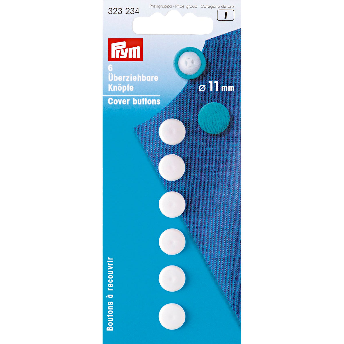 Prym Cover Buttons Plastic, white - 5 options