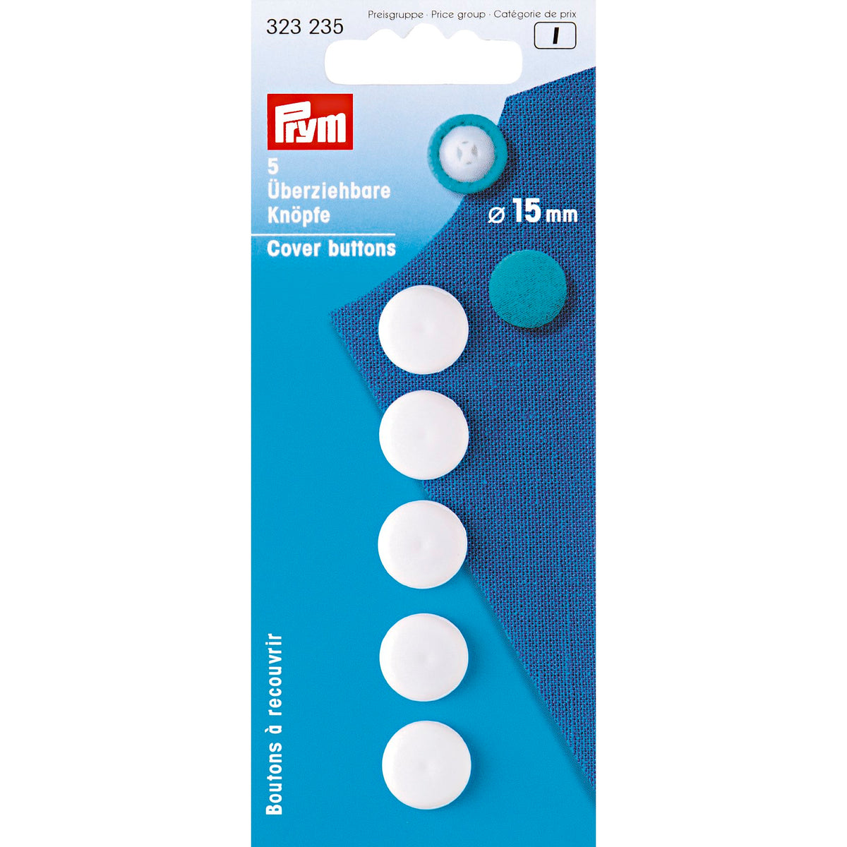 Prym Cover Buttons Plastic, white - 5 options