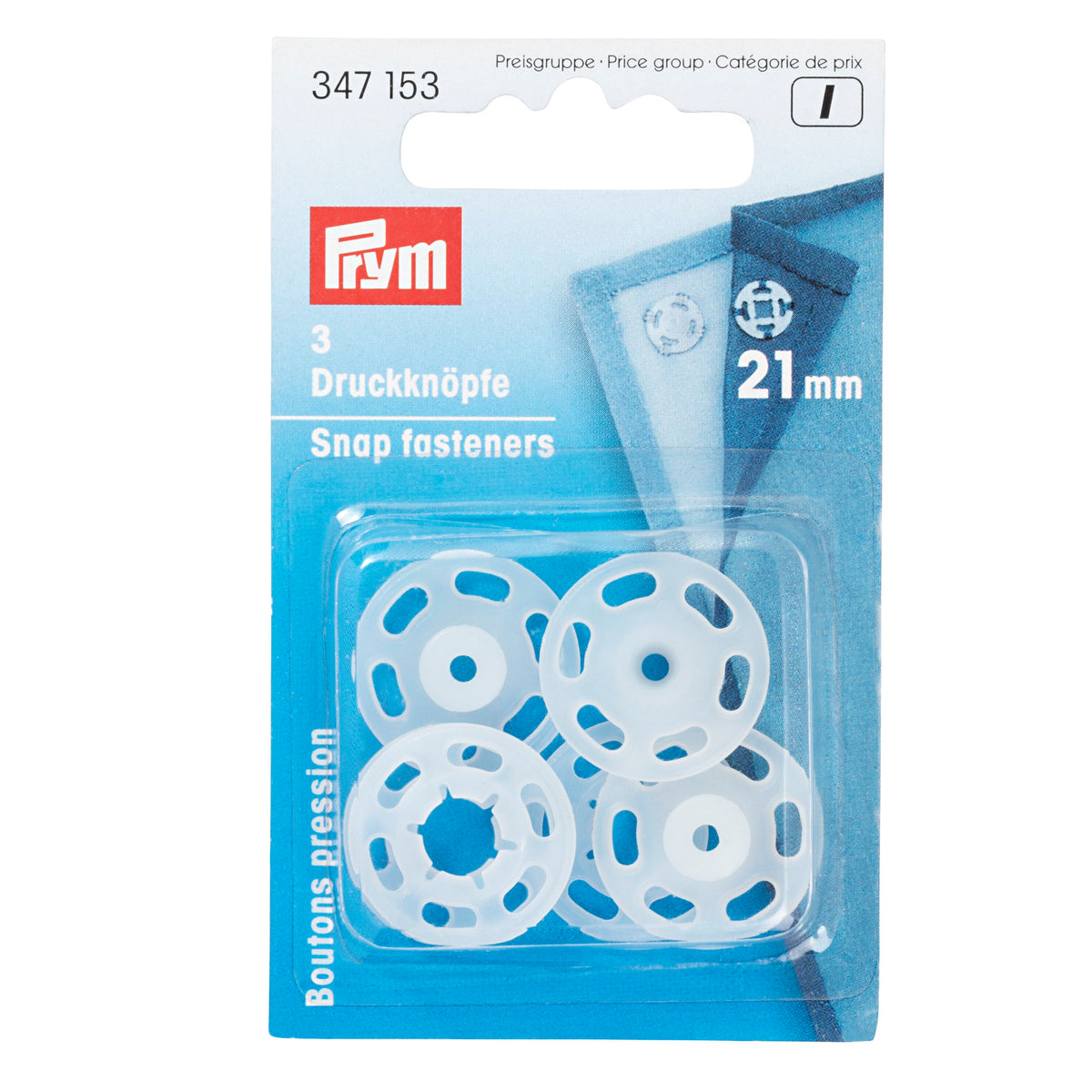 Prym Sew-On Snap Fasteners - Transparent