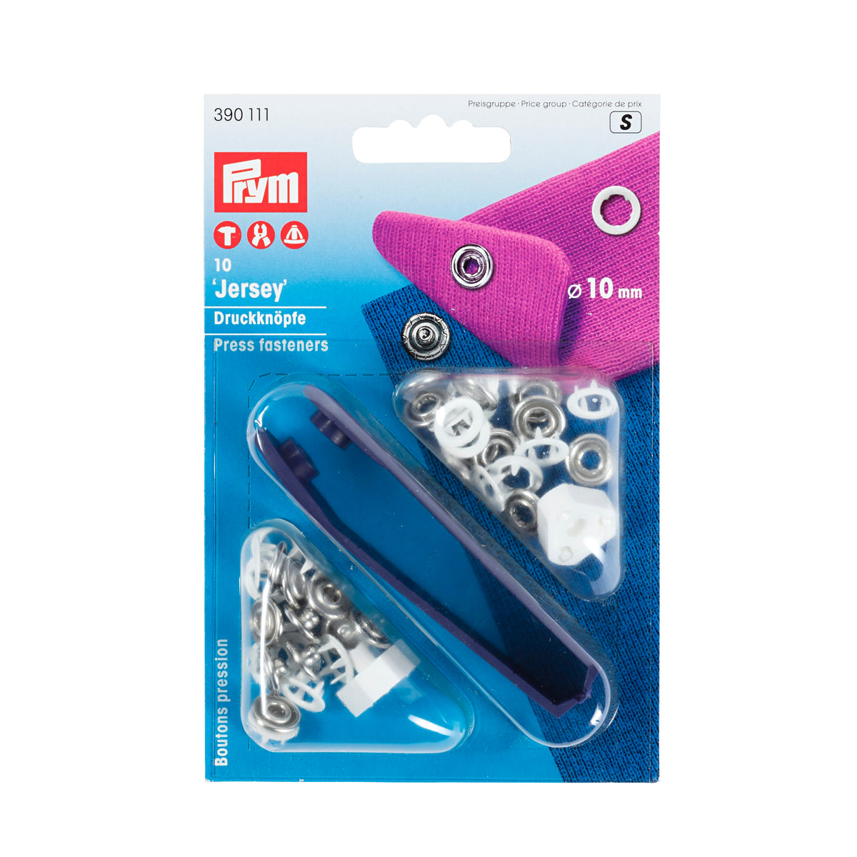 Prym Non-sew press fasteners JERSEY brass pronged ring 10mm - 2 colour options