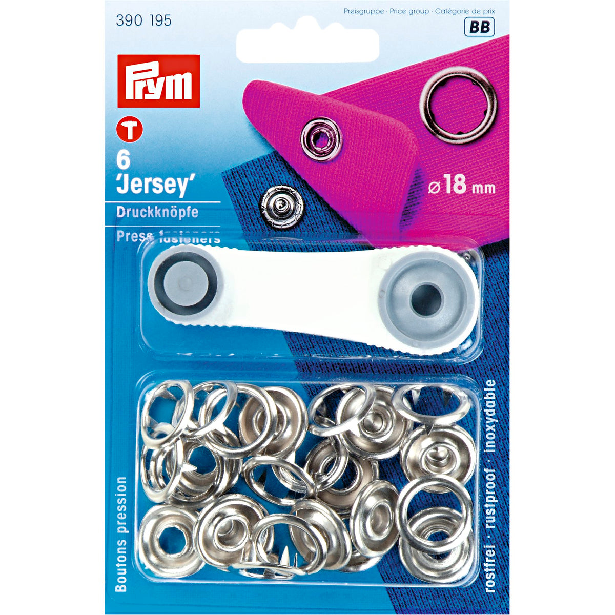 Prym Non-sew press fasteners JERSEY brass ring - 2 colour options