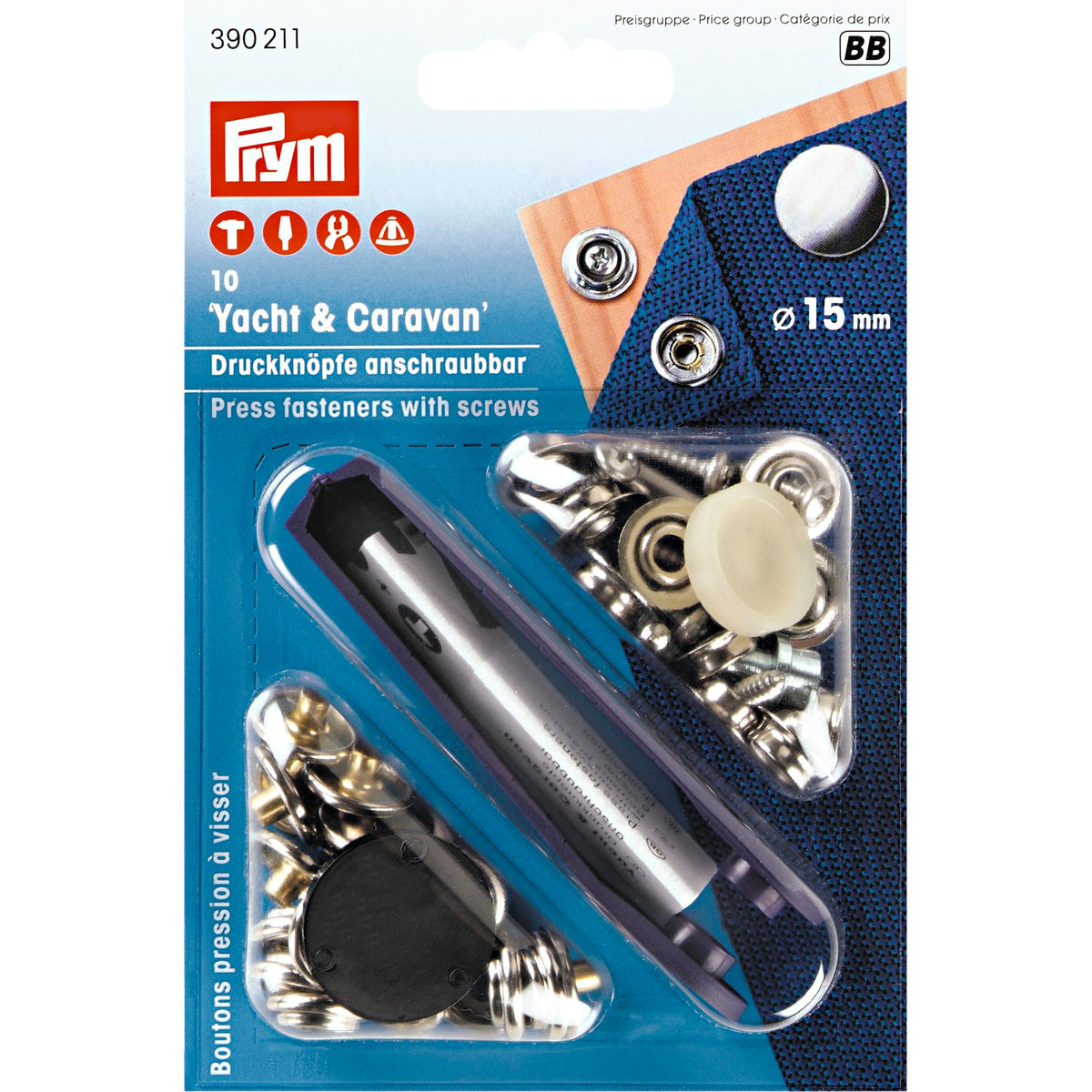 Prym Non-sew fasteners YACHT&CARAVAN brass screw-on 15 mm