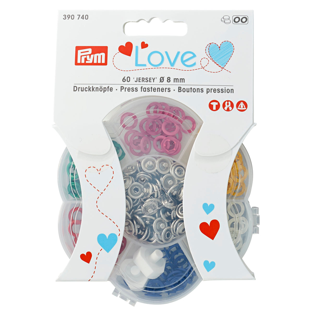 Prym LOVE Snap fasteners jersey, 8mm, in 6 colours