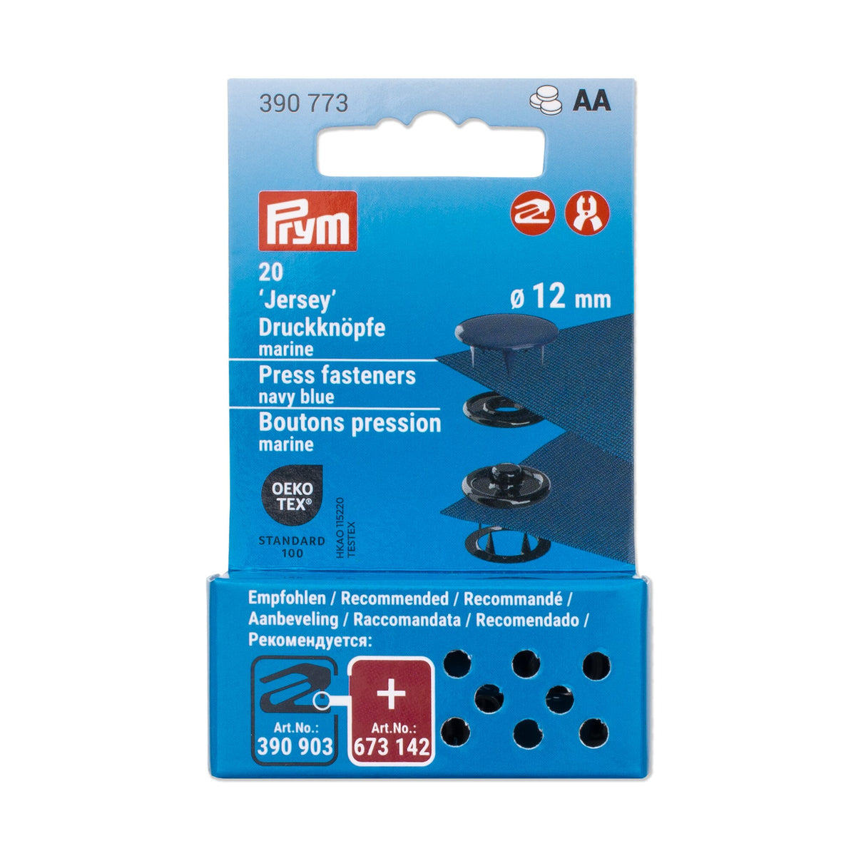 Prym Jersey Press Fasteners, 12mm, Navy Blue