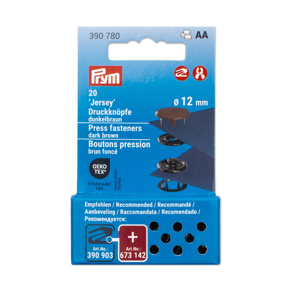 Prym Jersey Press Fasteners, 12mm, Dark Brown