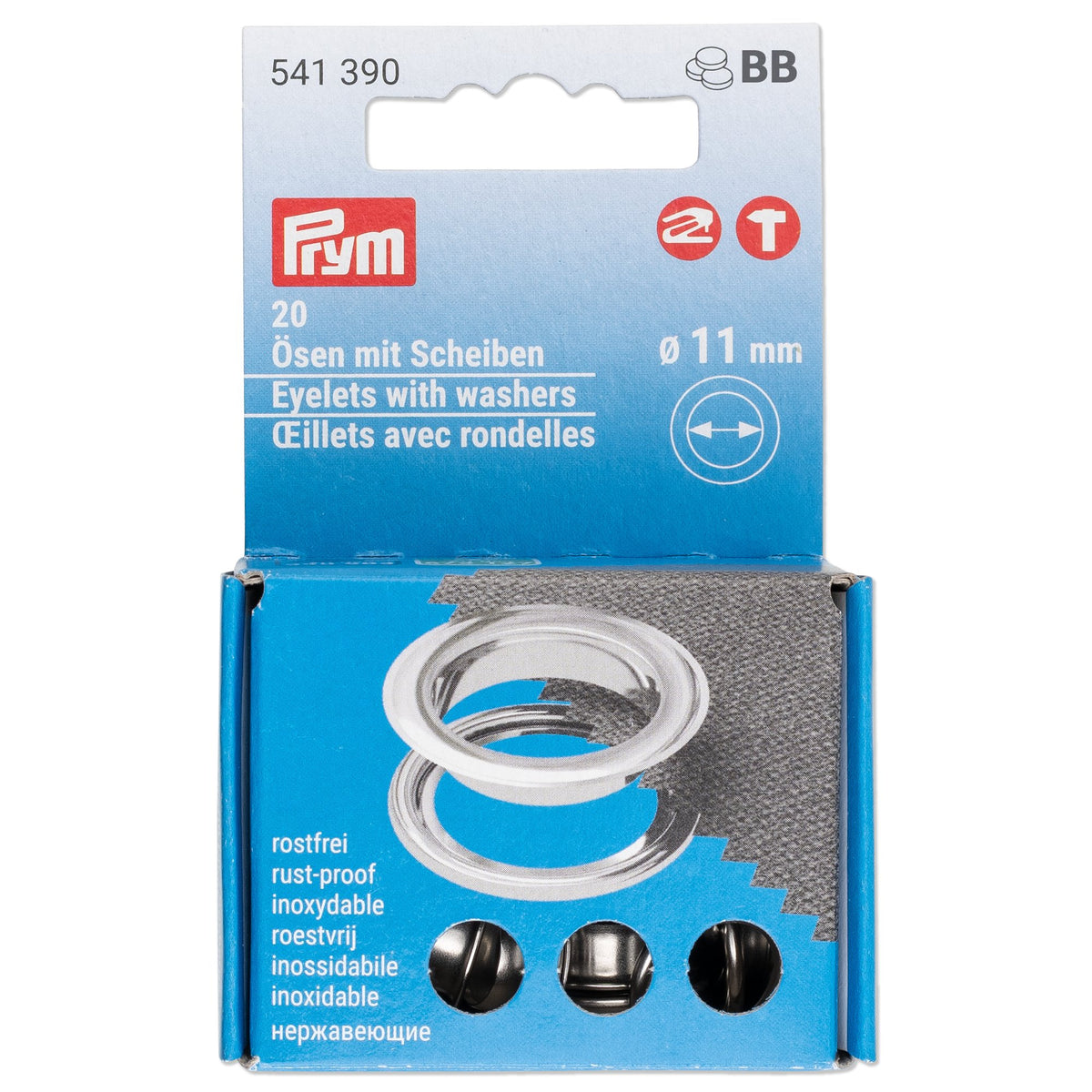 Prym Eyelets and washers, 11.0 mm, silver-coloured