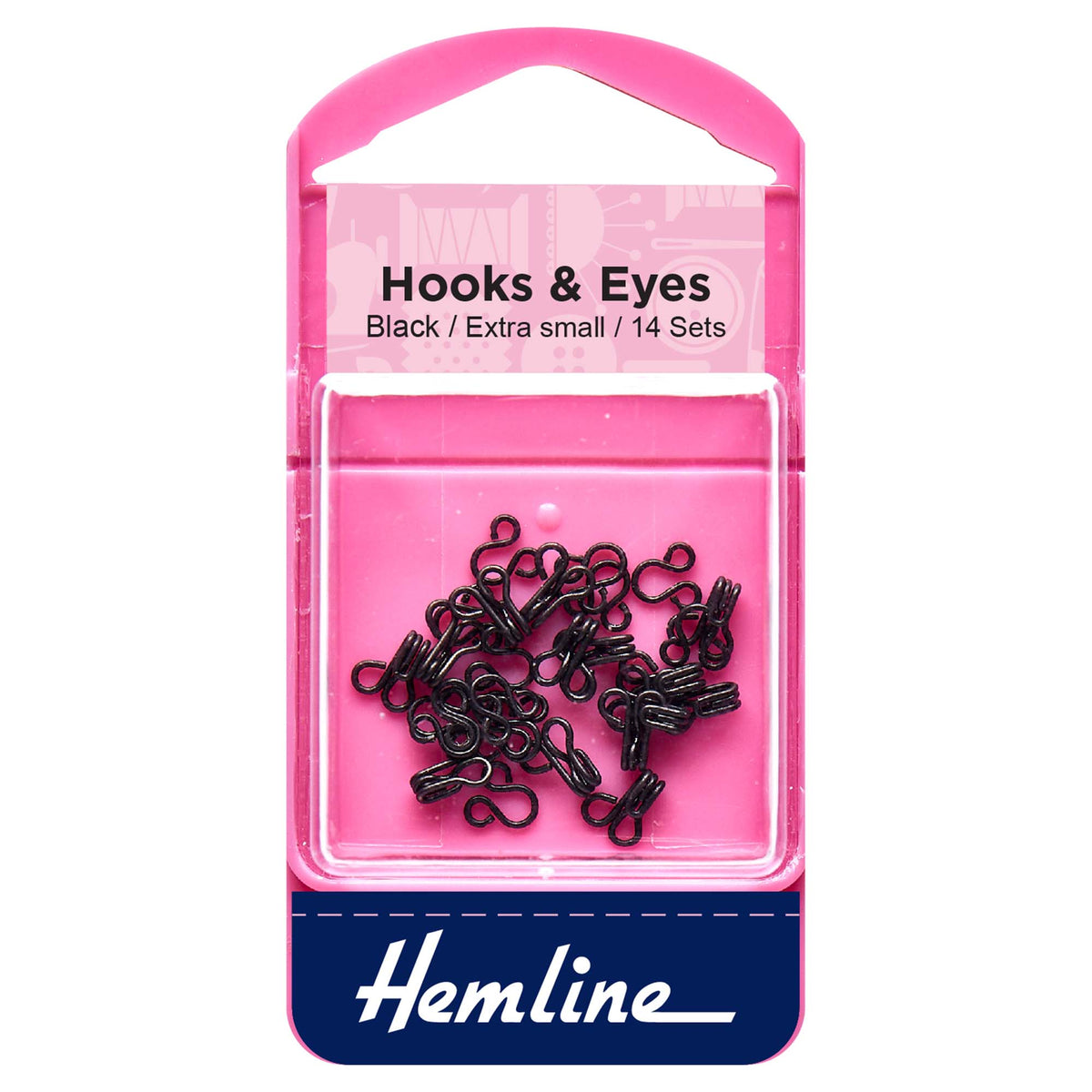 Hemline Hooks & Eyes, black - size 0