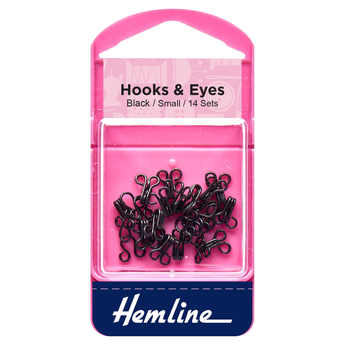 Hemline Hooks & Eyes, black- size 1