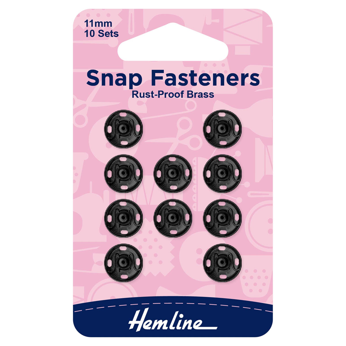 Hemline Sew-On Snap Fasteners - Black