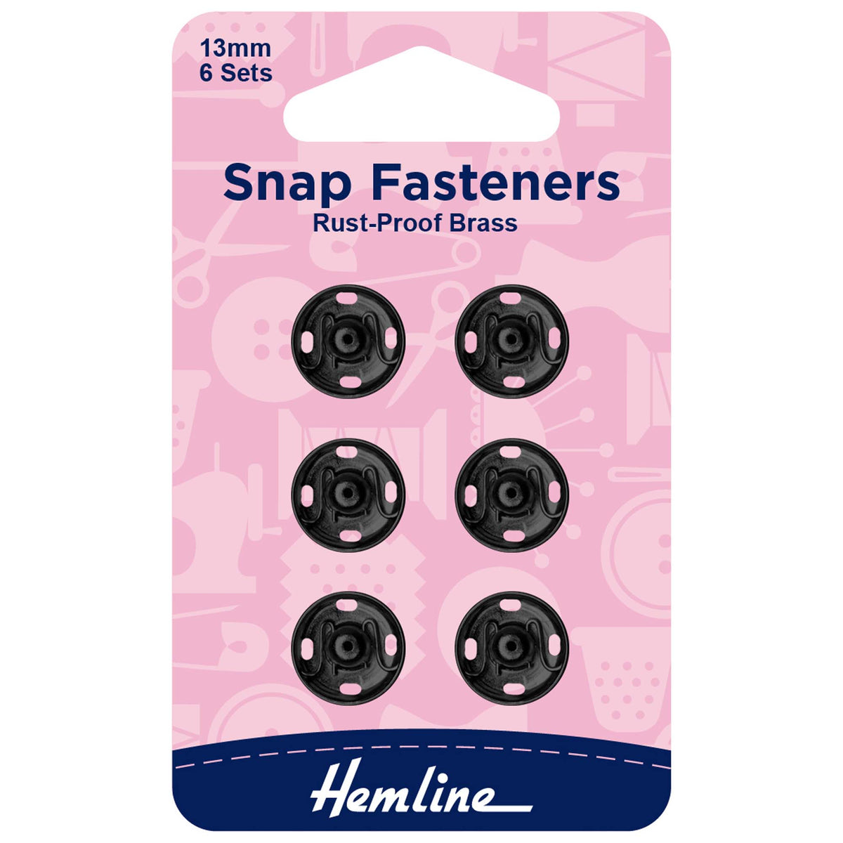 Hemline Sew-On Snap Fasteners - Black