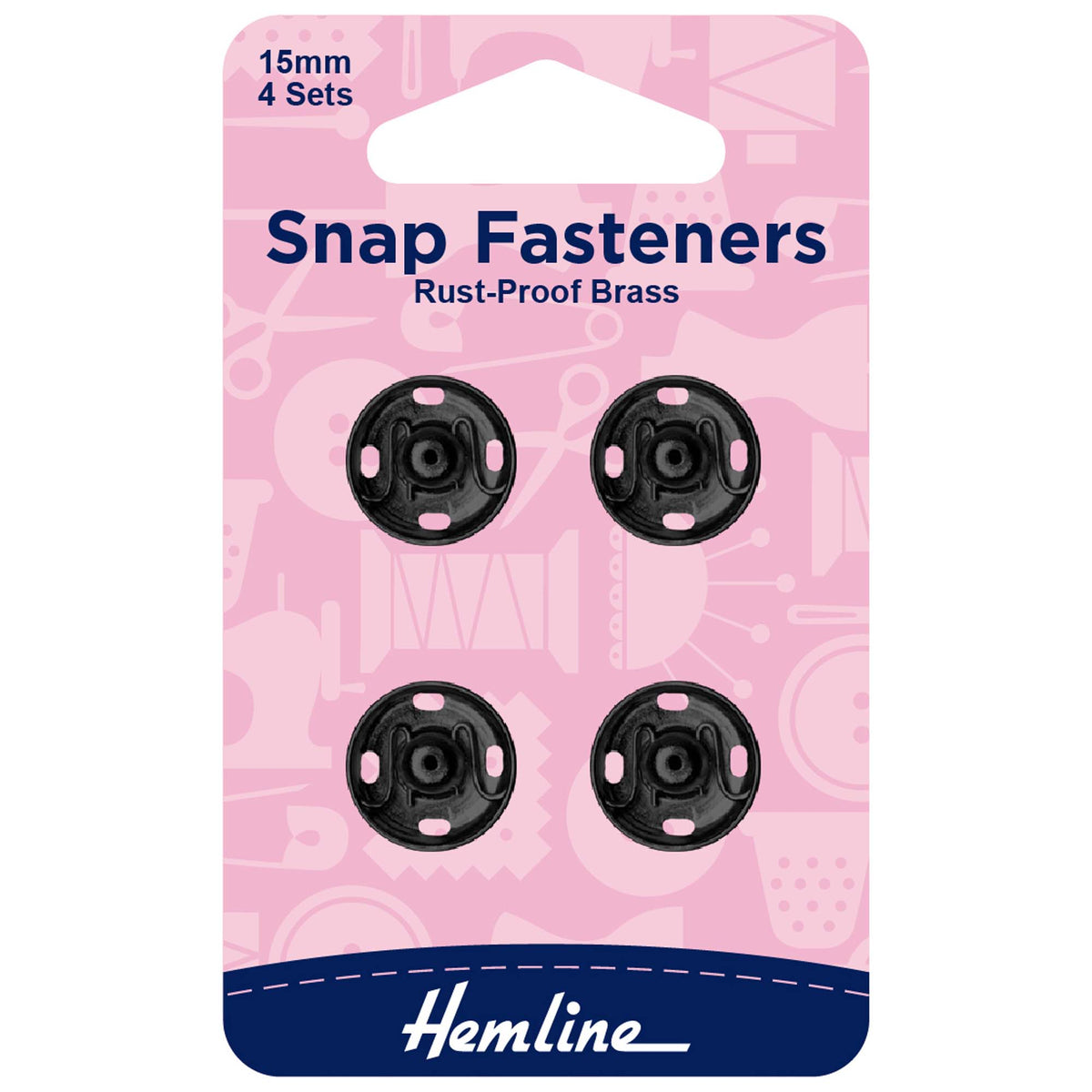 Hemline Sew-On Snap Fasteners - Black