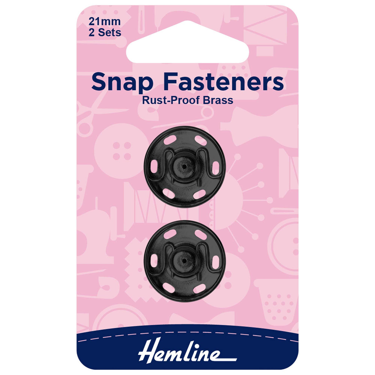 Hemline Sew-On Snap Fasteners - Black