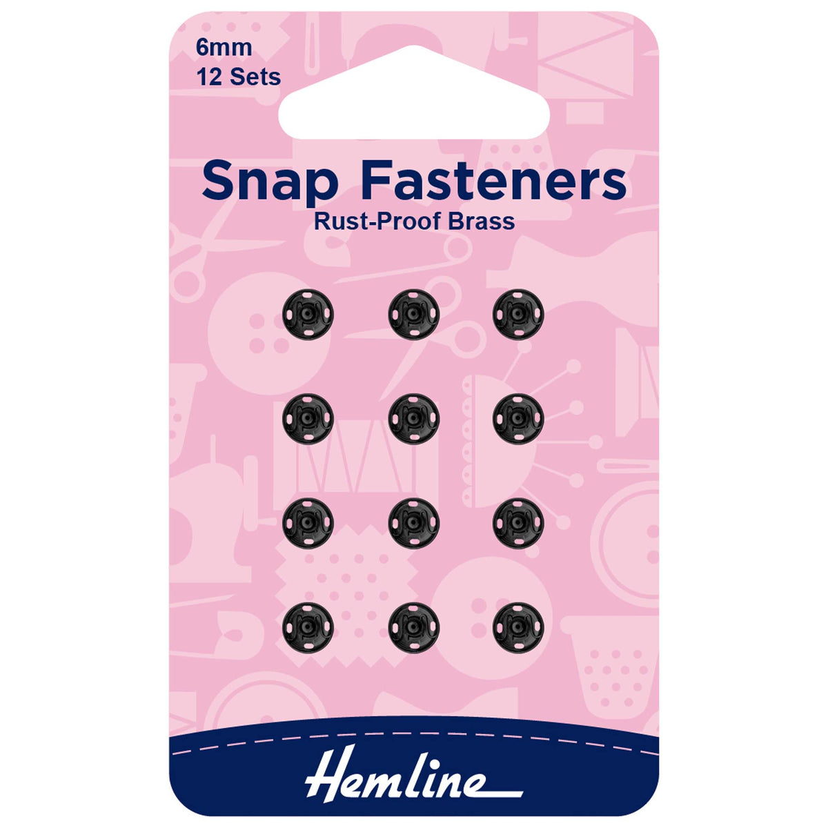 Hemline Sew-On Snap Fasteners - Black