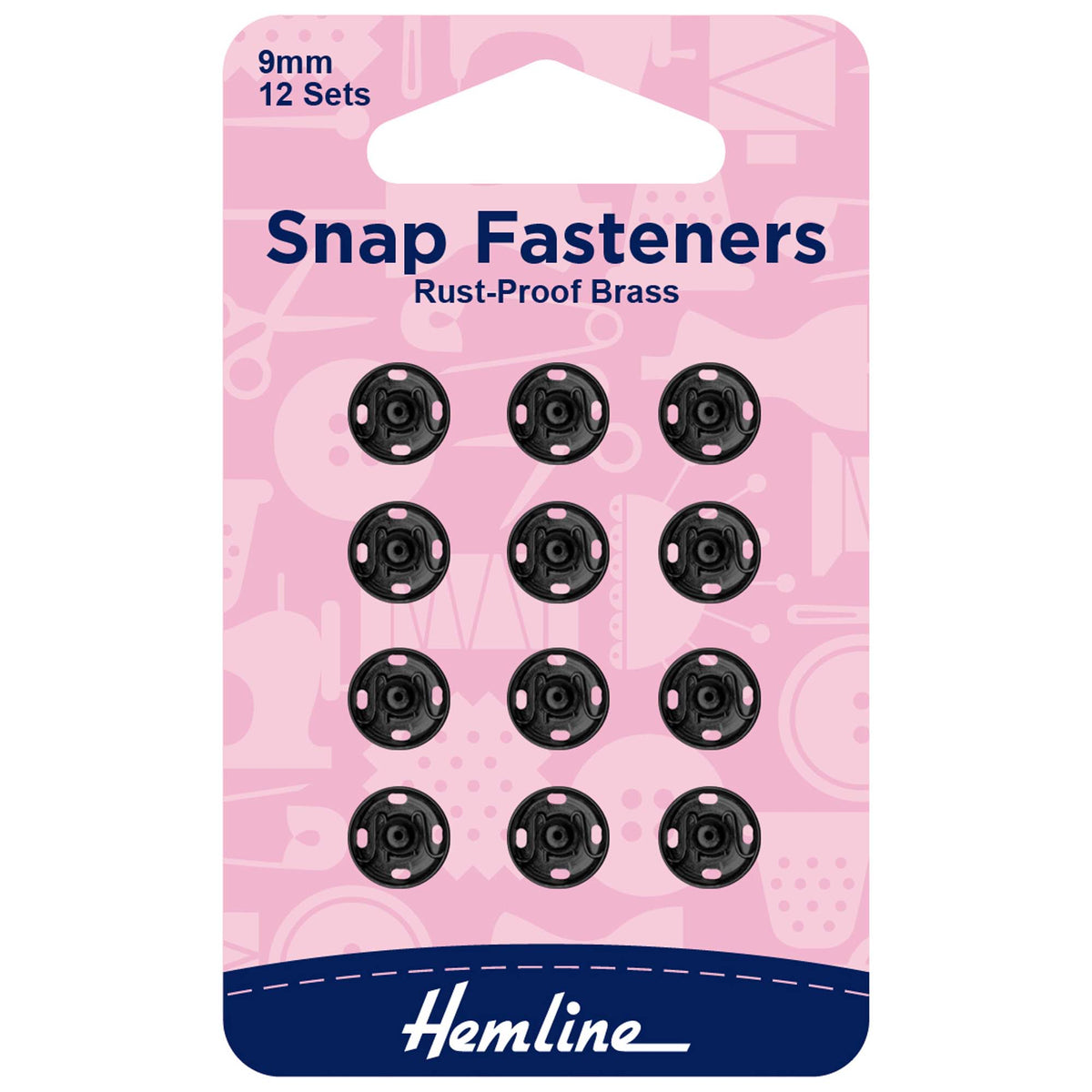Hemline Sew-On Snap Fasteners - Black