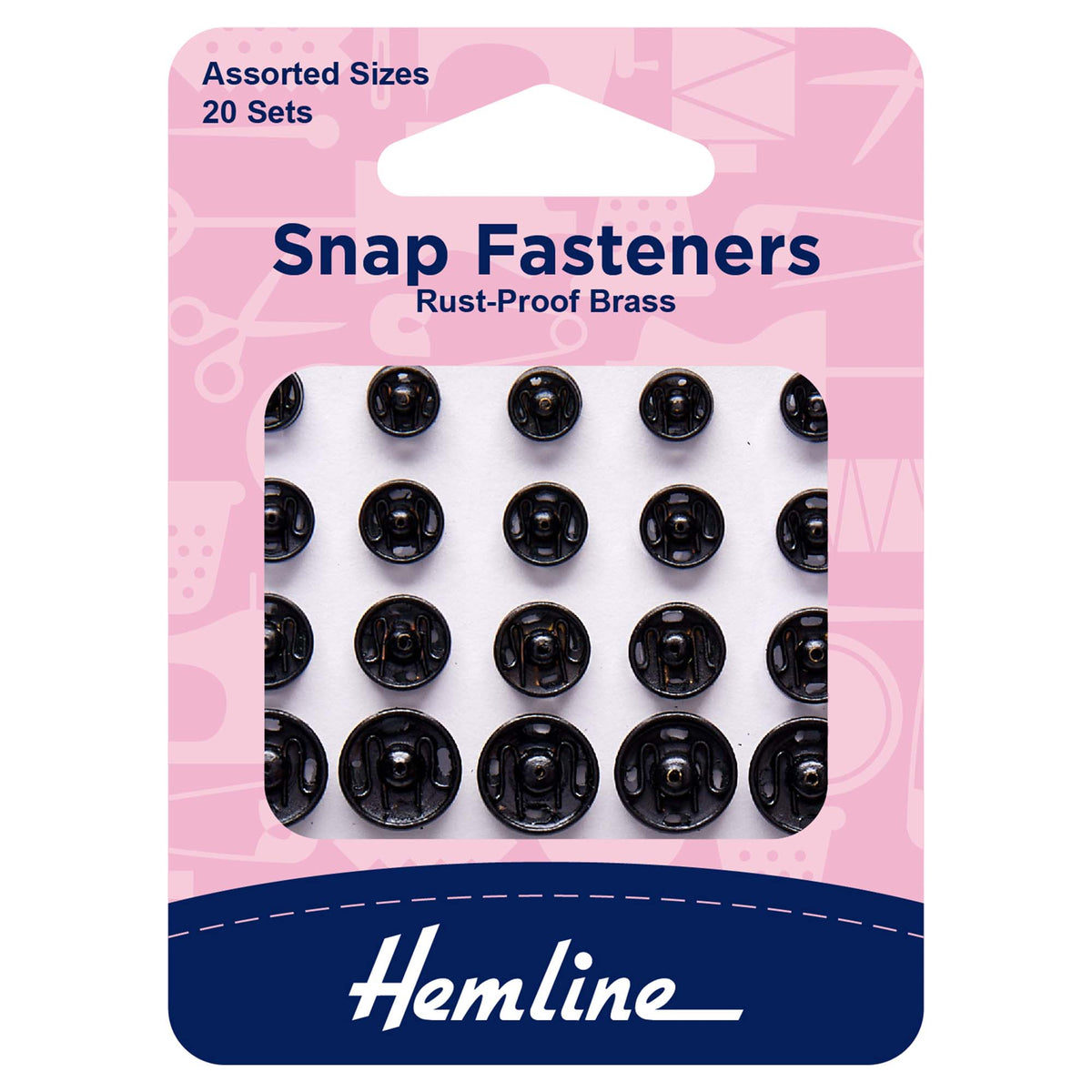 Hemline Sew-On Snap Fasteners - Black