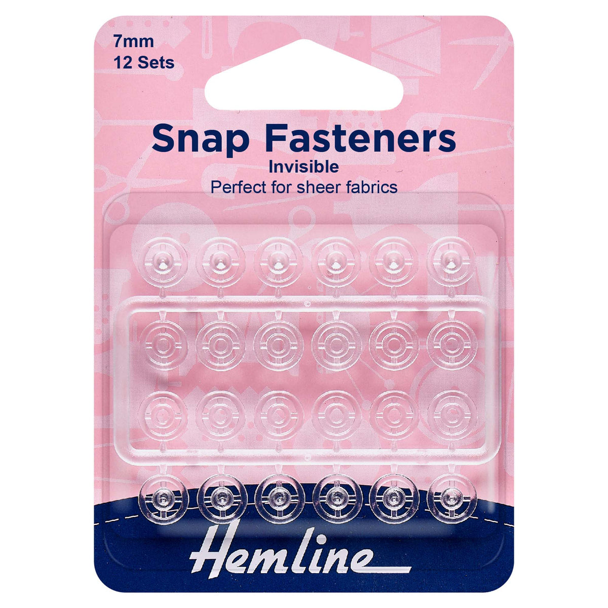 Hemline Sew-On Snap Fasteners - clear (Invisible)