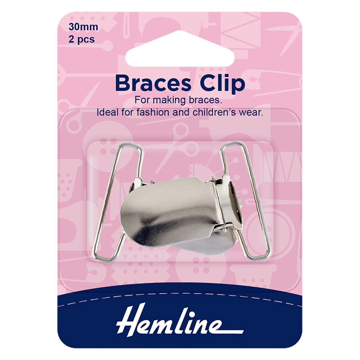 Hemline Braces clips, 30mm, Nickel
