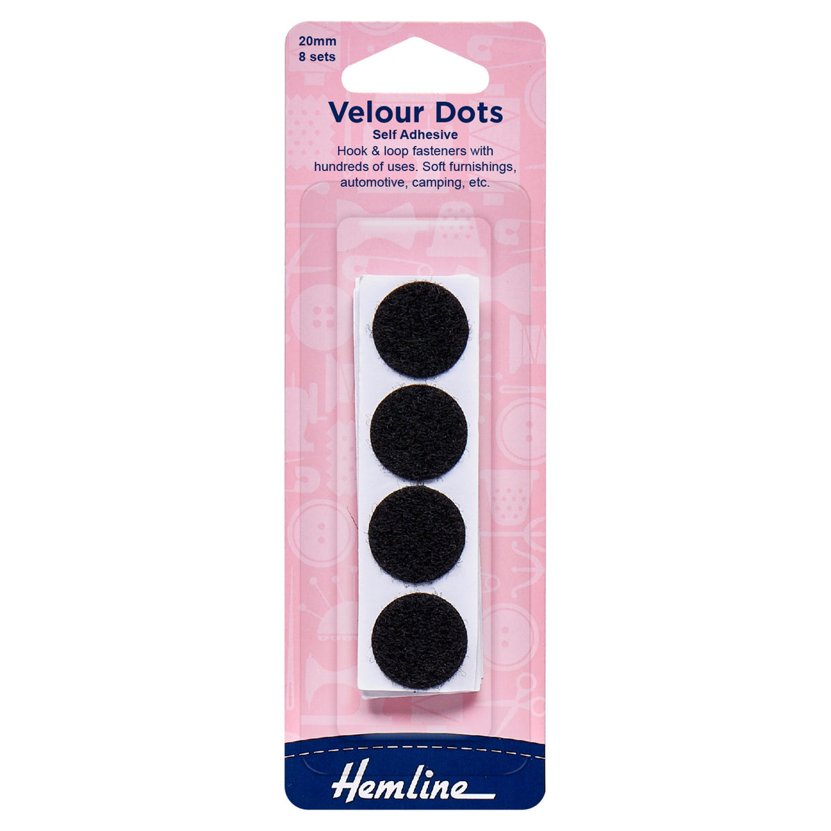 Hemline Hook & Loop Dots: Stick-On, Black