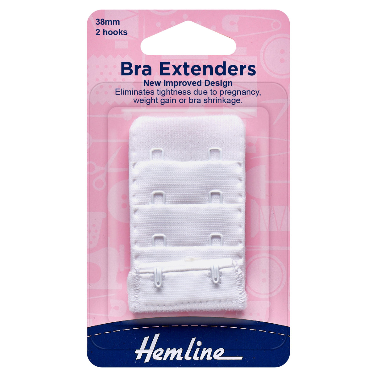 Hemline Bra Back Extenders - white