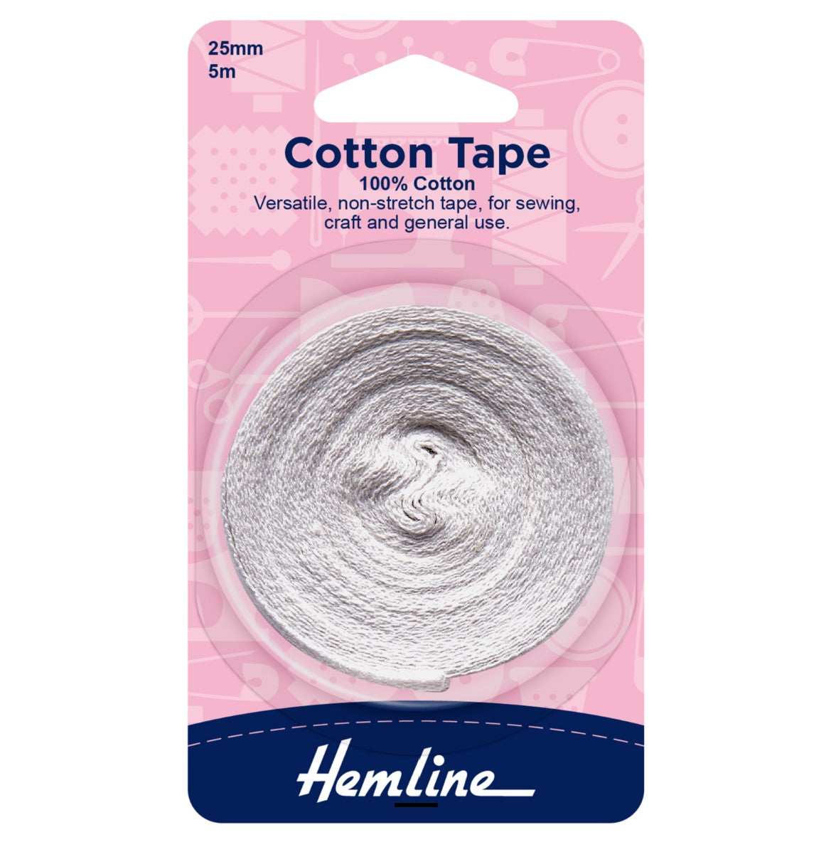 Hemline Cotton Tape White