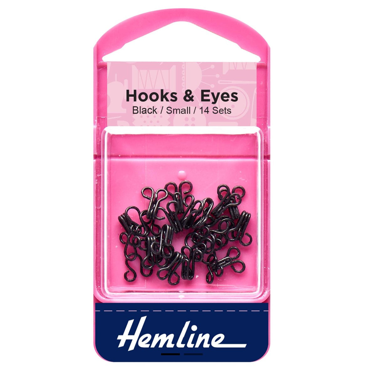 Hemline Hooks and Eyes: Black: Size 1