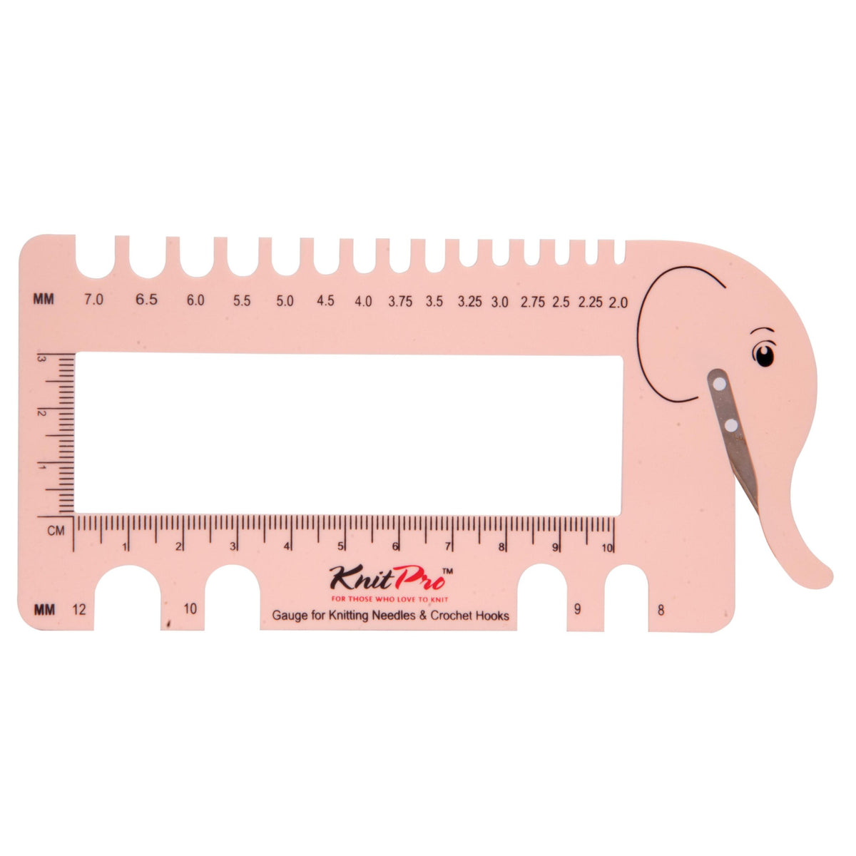 Knitting Pin & Crochet Hook Ruler/Sizer with Yarn Cutter