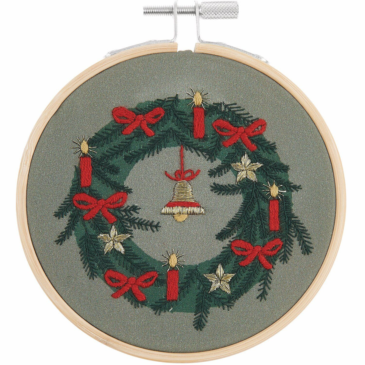 Rico Embroidery kit Christmas wreath (Pre-printed) Ø10cm